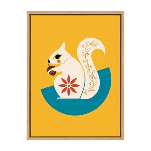 Kate & Laurel All Things Decor 18"x24" Sylvie White Squirrel Framed Canvas Wall Art by Amber Leaders Designs: Mid-Century Modern - 1 of 4