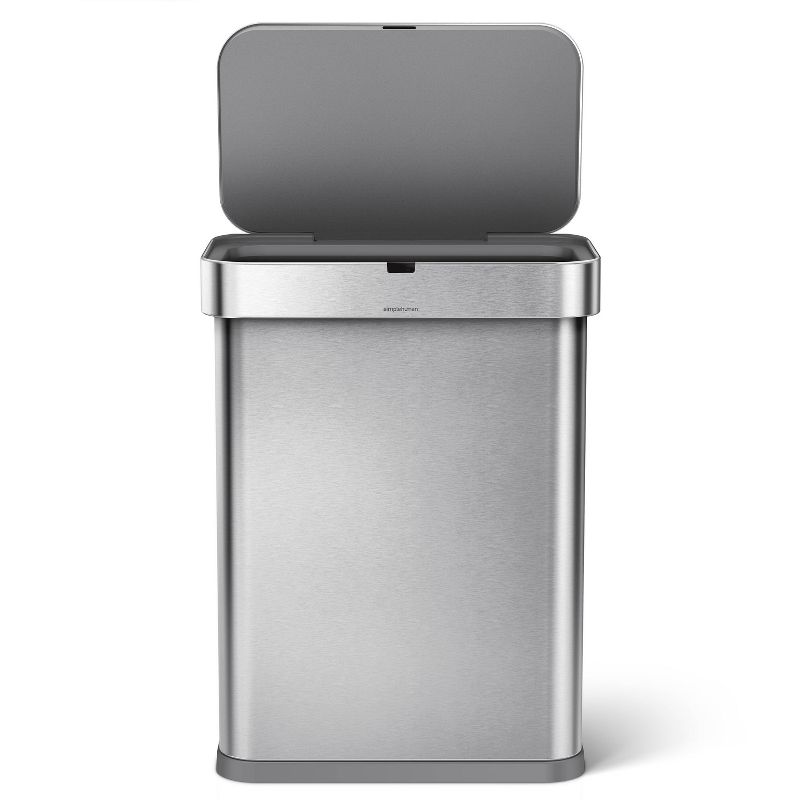 simplehuman 58L Stainless Steel Rectangular Voice Plus Motion Sensor Trash Can Silver, 2 of 7