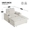 42" Chaise Lounge Sofa Bed with Storage Ottoman, Faux Rabbit Fur Sleeper Chair with Cup Holders for Living Room Bedroom-3irtyhousy - 4 of 4