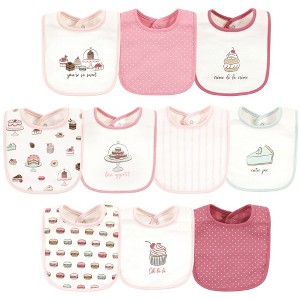 Hudson Baby Infant Girl Cotton Bibs, Sweet Bakery, One Size - 1 of 4