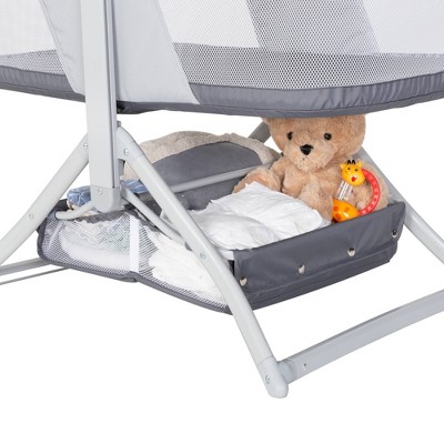 Shadow Stone Gray Quick-Fold Portable Rocking Bassinet with Aluminum Frame