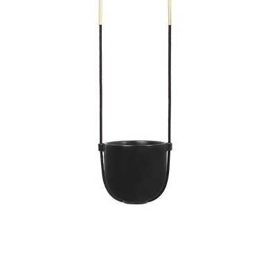 Bolo Soft Curve Black Ceramic Indoor/Outdoor Hanging Planter