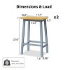 CAVINAS 25.6" Tall Farmhouse Style Counter Stools Set of 2, Solid Wood Bar Stools with Footrests, for Dining Room, Kitchen, Counter - 2 of 4
