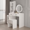 KTMBDW Modern Makeup Vanity Table Set with Side Cabinet and LED Mirror, Retractable Dressing Table with Power Outlets, 3 Light Colors for bedroom - 2 of 4