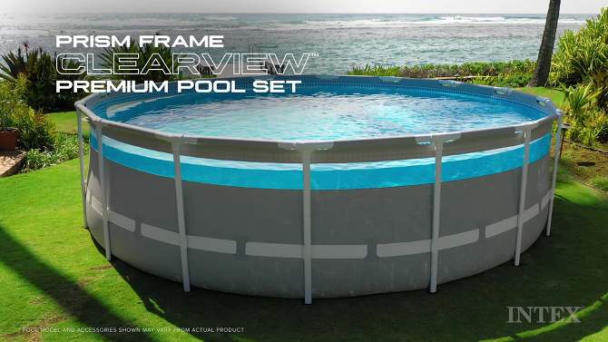 Intex 14&#39; x 42&#34; Clearview Prism Frame Above Ground Pool - Graywood Print, 2 of 11, play video