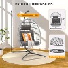 Jojoka Hanging Egg Chair with Stand,Patio Wicker Swing with Cushion,350lbs Capacity for Patio Balcony,Gray - 3 of 4