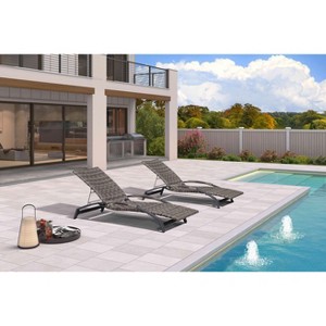PURPLE LEAF Outdoor Chaise Lounge Chair Set of 2 Patio Pool Lounger Chairs with Wooden Armrest Sunbathing Tanning Recliner for Outside Backyard - 1 of 4