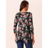 Seta T Women's Scoop Neck 3/4 Sleeve Asymmetrical Hem Floral Tunic Blouse Tops with Pockets - 4 of 4
