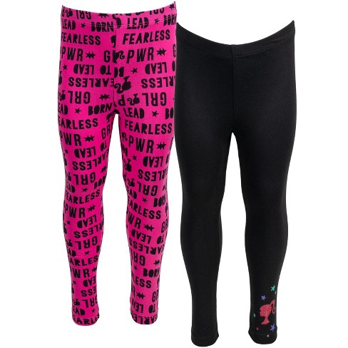 Barbie Little Girls 2 Pack Leggings Pink / Black 6-6x : Target