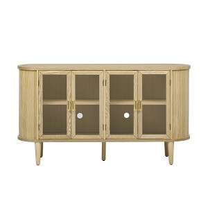 TiramisuBest 4-Door Buffet Cabinet with Storage, Wood Sideboard Cabinet with Adjustable Shelves for Dining, Kitchen & Living (Natural) - 1 of 4