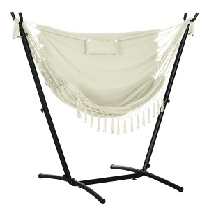 Osparple Patio Hammock Chair with Stand,Outdoor Hammock Swing Chair with Side Pocket and Headrest for Indoor Outdoor Porch - 1 of 4