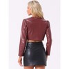 INSPIRE CHIC Women's PU Bolero Open Front Leather Cropped Long Sleeve Jacket - 3 of 4