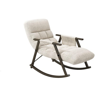 NicBex Velvet Glider Rocking Chair,Upholstered Nursery Rocking Chairs with adjustable High Backres and Footrest,Nursing Chair for Bedroom