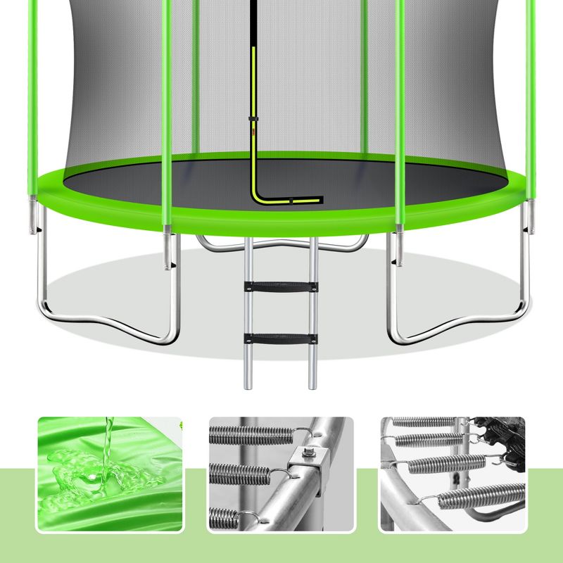 8 FT/ 10 FT Trampoline for Kids with Safety Enclosure Net, Basketball Hoop and Ladder-ModernLuxe, 3 of 7