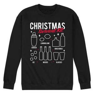 Men's - Instant Message - Christmas Survival Kit Drink Mixes Graphic Fleece Sweatshirt - 1 of 4