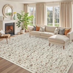 Washable Area Rugs for Living Room, Floral Rugs Oriental Vintage Rugs - 1 of 4