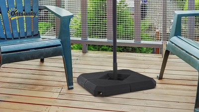 Black Durable Steel and HDPE 4-Piece Umbrella Base Stand