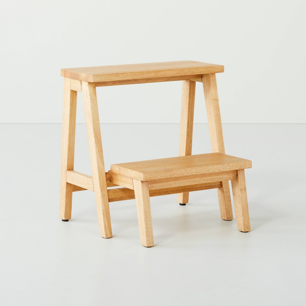 Photos - Ladder Wood Kitchen Step Stool Natural - Hearth & Hand™ with Magnolia