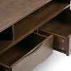 60" Solid Rubberwood Hardwood Mid Century Modern TV Media Stand with Cord Management, Large Notched Handle Drawers and Open Compartments - 2 of 4