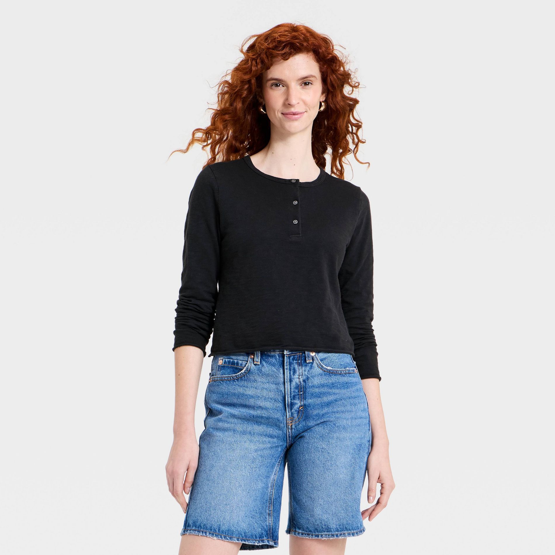 Women's Long Sleeve Cotton Henley Shirt - Universal Thread™