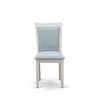 East West Furniture,Dining Room Chairs Set of 2 - Baby Blue Linen Fabric Seat and High Chair Back - 3 of 4