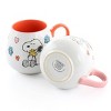 Peanuts Mothers Baby 4 Piece 20 Ounce Stoneware Belly Mug Set in Orange and Pink - 2 of 4