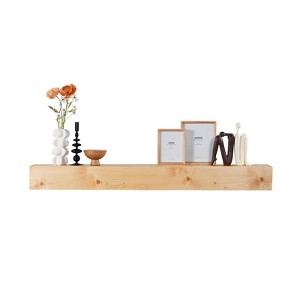 VEVOR Fireplace Mantel, 72" x 8" x 5", 50 lbs Weight Capacity, Natural Wood Mantel for Over Fireplace, Wall Mounted Floating Farmhouse Shelf, Yellow - 1 of 4