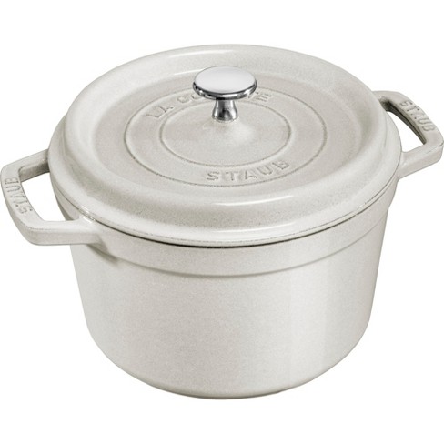 Staub Cast Iron Dutch Oven 5-qt Tall Cocotte, Made in France, Serves 5-6,  White Truffle