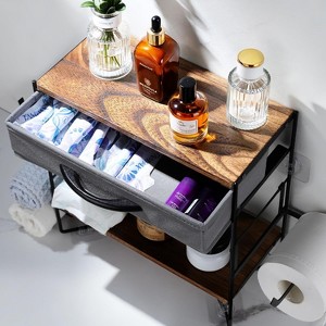MaseiKar Over The Toilet Storage, 2 Tier Bathroom Shelf Over Toilet with Paper Toilet Holder ,Bathroom Organizer Home Storage Rack , Black - 1 of 4