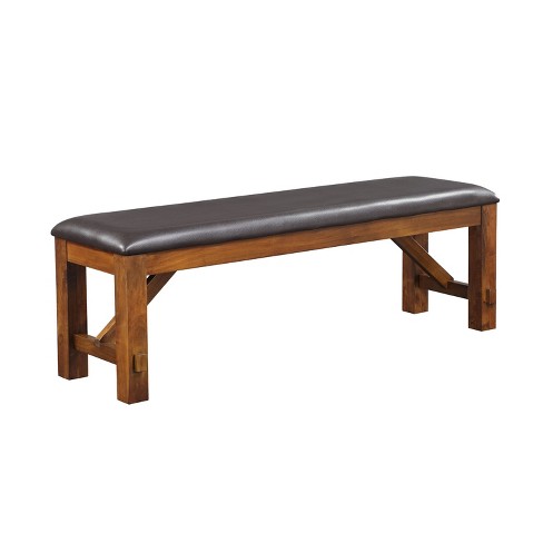 Simple Relax PU Upholstered Dining Bench in Walnut and Espresso - image 1 of 4