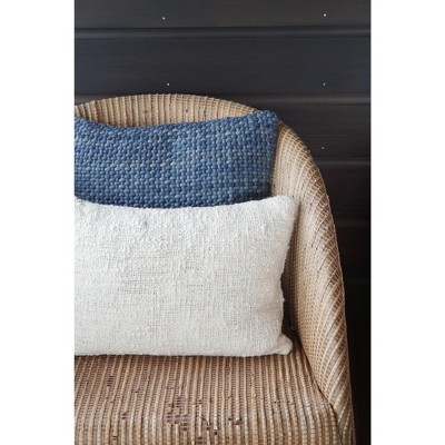 Cozy Cotton White Boucle Lumbar Pillow Cover 14x20