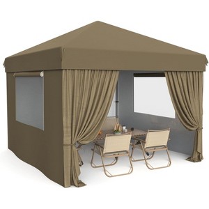 10x10FT Pop Up Canopy Tent, Folding Tent Shelter with 4 Removable Sidewalls, Easy Setup Outdoor Canopy, Height Adjustable Shelter Gazebos - 1 of 4
