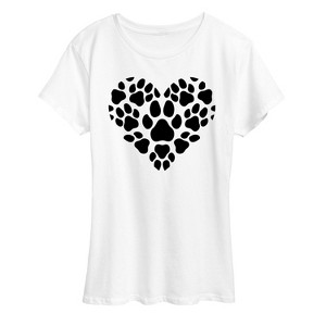 Women's - Instant Message - Pawprint Heart Short Sleeve Graphic T-Shirt - 1 of 4