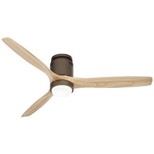52" Casa Vieja Rustic Farmhouse 3 Blade Hugger Indoor Ceiling Fan with Dimmable LED Light Remote Oil Rubbed Bronze Natural Wood for Living Room House - 1 of 4