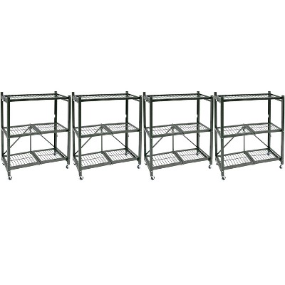 Origami General Purpose Foldable 3 Tiered Storage Rack Shelving Unit With  Wheels For Home, Garage, Or Office Organization, Pewter (2 Pack) : Target