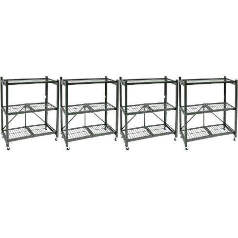 Folding storage discount rack on wheels