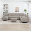 Aortzio 129.14"W L-Shaped Sectional Sofa,Indoor Furniture Convertible Modular Corduroy Sectional Sofa Set with 2 Ottomans for Living Room - 2 of 4