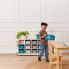 ECR4Kids 12 Cubby Mobile Tray Cabinet with 15 Scoop Front Storage Bins, 3x4, White Wash - 4 of 4