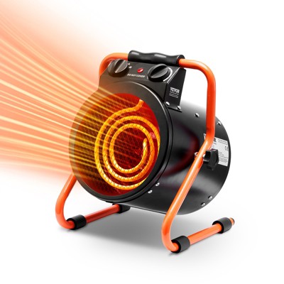 VEVOR Greenhouse Heater,1500W Fast Heating with Overheat Protection,2-Speed Setting Small Grow Tent Heater,Electric Portable Heater Fan,Black&Orange