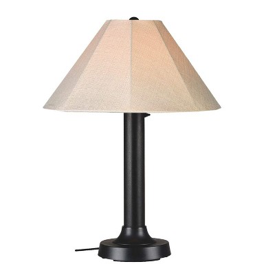Patio Living Concepts Seaside Table Lamp 20610 with 3 black body and antique beige linen Sunbrella shade fabric