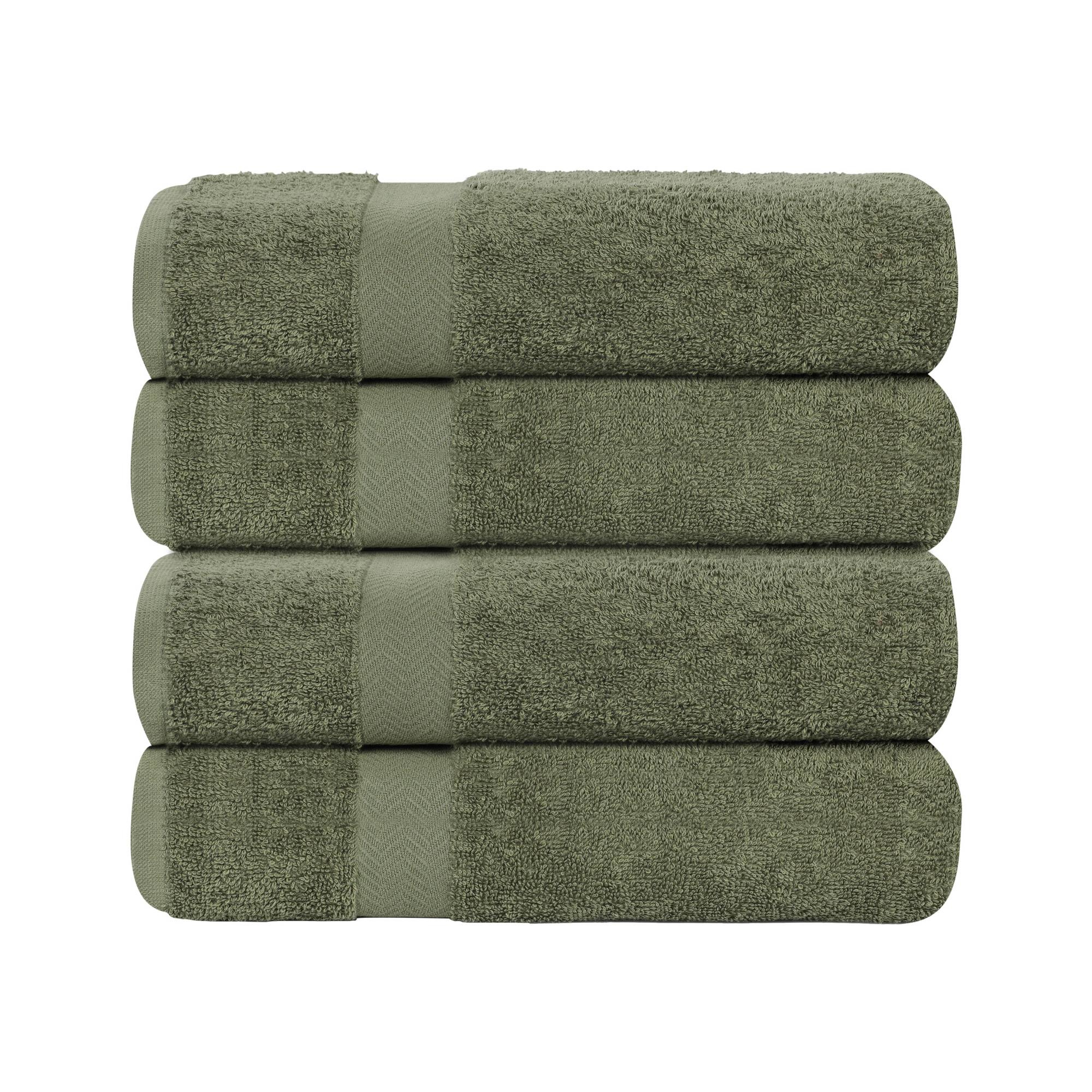Quick-Drying Cotton Bath Towels, Set of 4, Forest Green - Blue Nile Mills