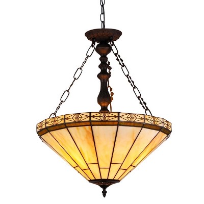 Chloe Lighting Belle Tiffany-Style 2 Light Mission Inverted Ceiling Pendant Fixture 18`` Shade