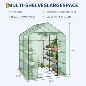 Mini Walk-in Transparent Greenhouse with PE Cover and Anchor, 3 Tiers 4 Shelves Plant Garden for Indoor Backyard Outside - 1 of 4