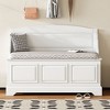 PAGED Vintage Storage Bench with Linen Cushion, Retro Entryway Ottoman with Storage -Dual Compartments, Shoe Bench with Safe Soft-Close Devices - 2 of 4