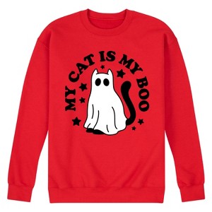 Men's - Instant Message - My Cat Is My Boo Graphic Fleece Sweatshirt - 1 of 4
