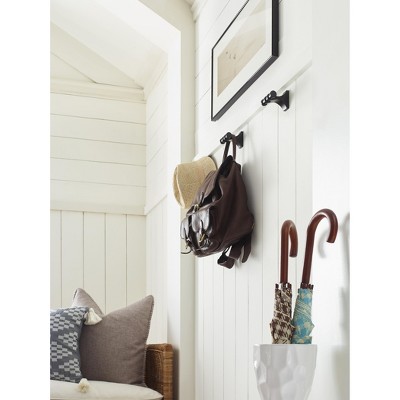 Matte Black Double Prong Wall Mounted Robe Hook