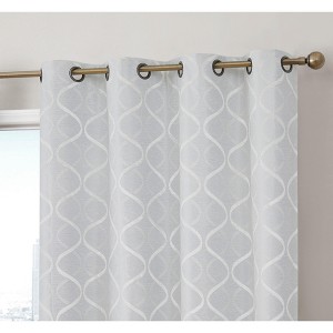 HLC.ME Versailles Lattice Flocked 100% Complete Blackout Thermal Insulated Window Curtain Grommet Panels, Set of 2 - 1 of 4