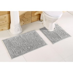 Set of 2 Trier Collection Silver Ultra Soft Cotton & Polyester Rug - Better Trends - 1 of 3