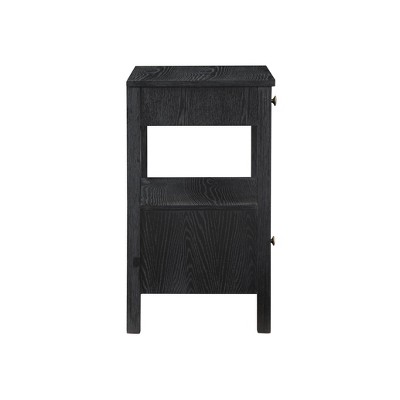 Delano Black Oak Veneer 2-Drawer Nightstand with Gold Knobs