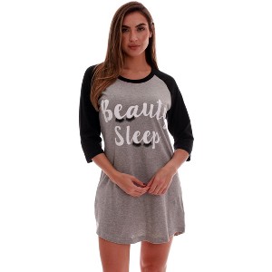 Just Love 100% Cotton Sleep Dress for Women Baseball Sleeve Nightshirt - 1 of 3